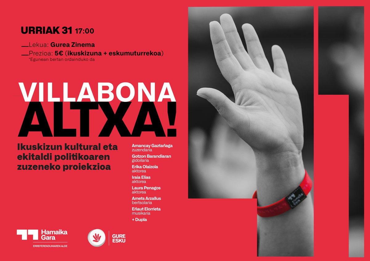 Hamaika Gara ekitaldi kultural eta politikoaren zuzeneko proiekzioak eskualdean, urriaren 31n