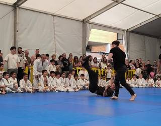 Andoaingo Judo Elkartearen erakustaldian, borroka simulazioa