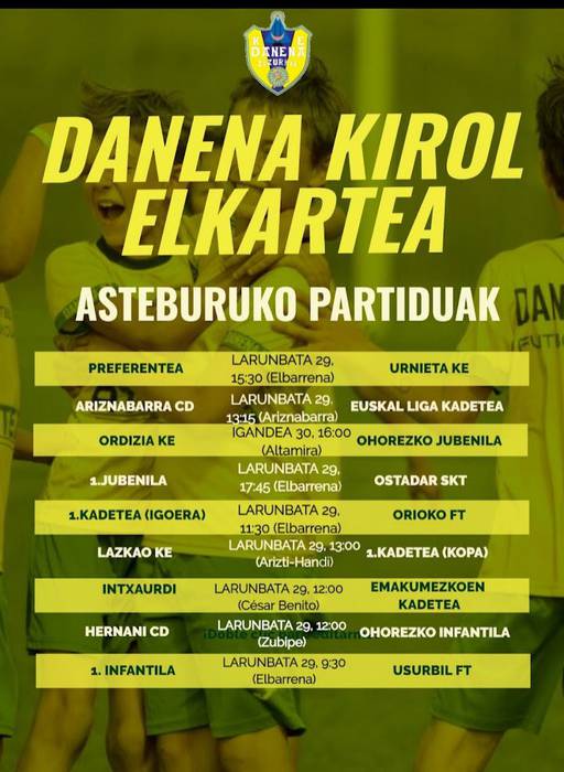 Danena kirol elkartearen asteburuko partiduak