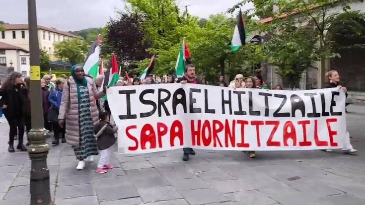 Manifestazioa "Israel hiltzaile, SAPA hornitzaile" lelopean