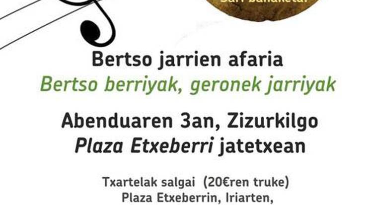 Bertso jarrien afaria abenduaren 3an Zizurkilgo Plaza Etxeberrin