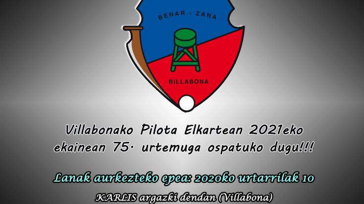 Logo lehiaketa, Behar Zana pilota elkartearen 75. urteurrenaren harira