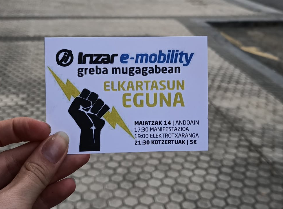 Irizar e-mobilityko grebalarien aldeko elkartasun jaialdia eta manifestazioa Andoainen