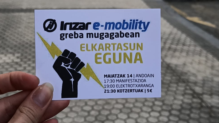 Irizar e-mobilityko grebalarien aldeko elkartasun jaialdia eta manifestazioa Andoainen