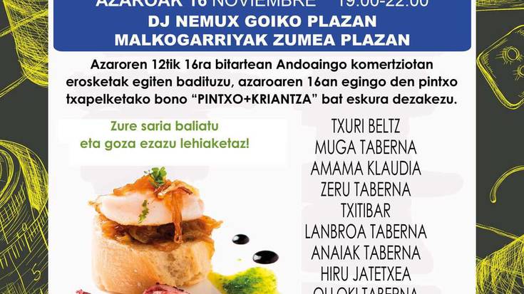 Erosi Andoainen eta lortu Pintxo Poterako bonoa