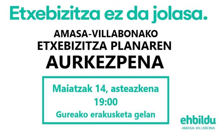 Amasa-Villabonako Etxebizitza Planaren aurkezpena