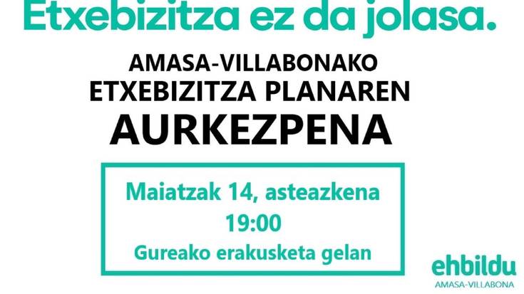 Amasa-Villabonako Etxebizitza Planaren aurkezpena