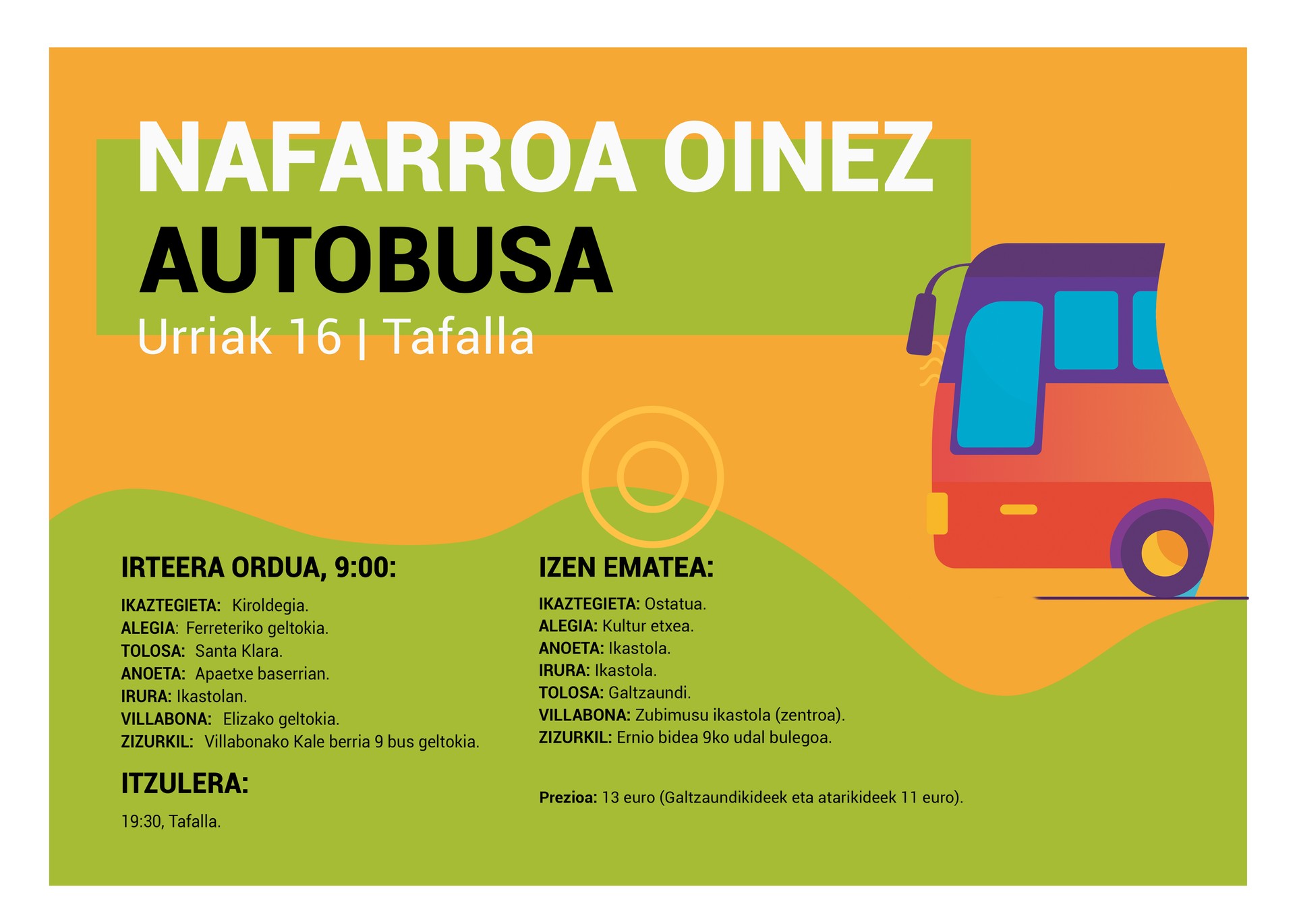 Tafallako Nafarroa Oinezera autobusez joateko aukera