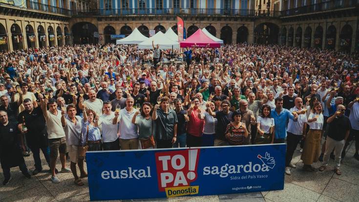 Trikitixa eta bertso doinuez lagunduta ospatu zen 39. Sagardo Eguna Donostian